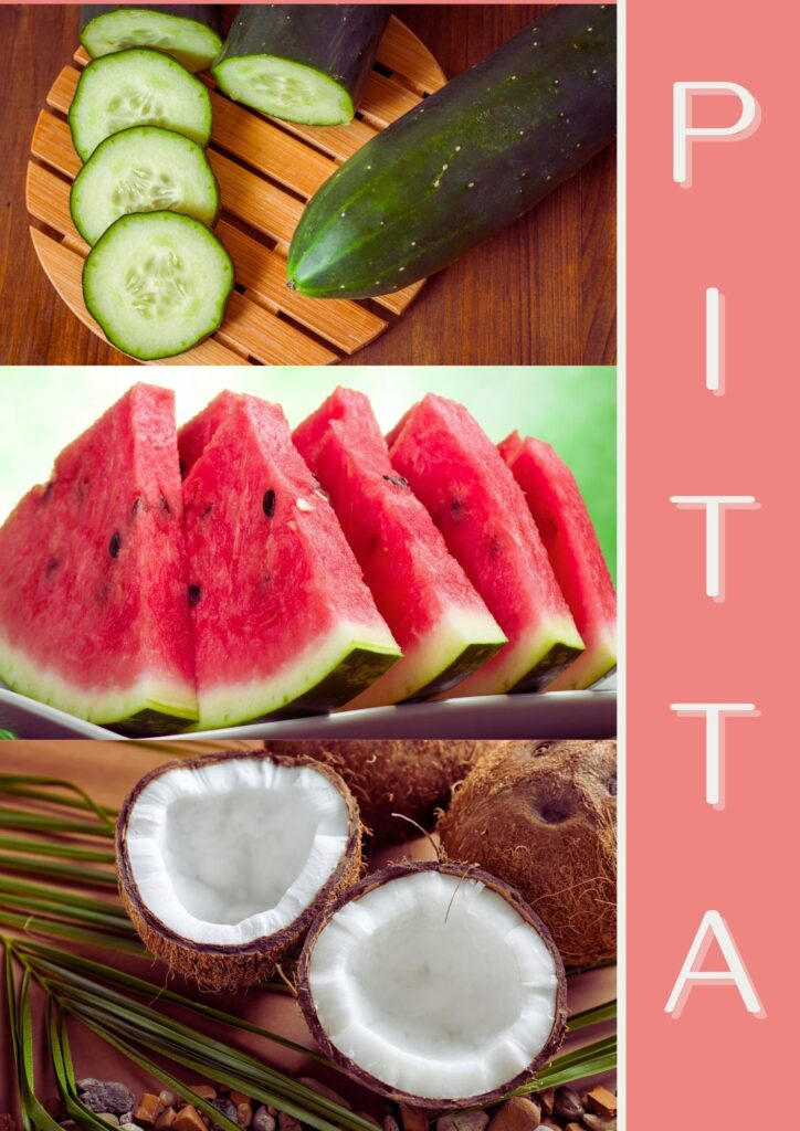 3 alimentos para pitta dosh a en verano: pepino, sandía y coco